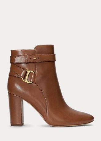 Braune Ralph Lauren Madelyn Stiefel aus brüniertem Leder für Damen