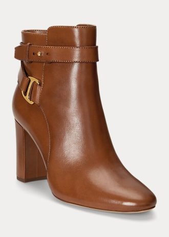 Braune Ralph Lauren Madelyn Stiefel aus brüniertem Leder für Damen
