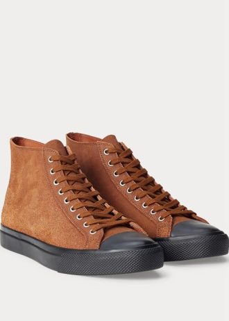 Braune Ralph Lauren Mayport Wildleder-Sneakers für Herren
