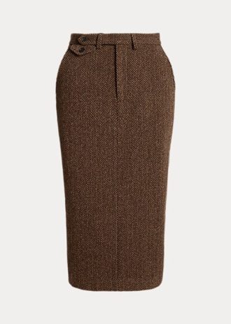 Braune Ralph Lauren Mychele Wollröcke mit Fischgrätenmuster für Damen