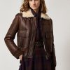 Braune Ralph Lauren Niketa Burnished Merino Shearling Jacken für Damen Braune Ralph Lauren Niketa Burnished Merino Shearling Jacken für Damen
