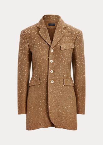 Braune Ralph Lauren Pailletten-Herringbone-Jacken für Damen