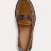 Braune Ralph Lauren Pennyloafer aus Wildleder mit Lederbesatz für Damen Braune Ralph Lauren Pennyloafer aus Wildleder mit Lederbesatz für Damen
