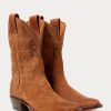 Braune Ralph Lauren Plainview Cowboystiefel aus Wildleder für Herren