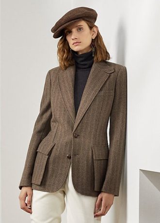 Braune Ralph Lauren Preston Fischgrätenjacken für Damen