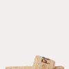 Braune Ralph Lauren Raffia-Slipper mit Logo für Damen
