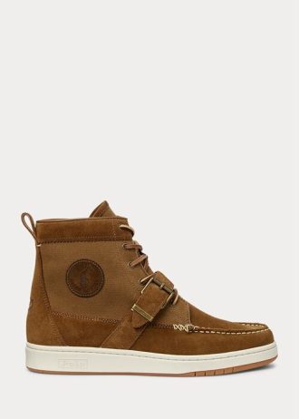 Braune Ralph Lauren Ranger Sneakers aus Nubukleder und Canvas für Herren