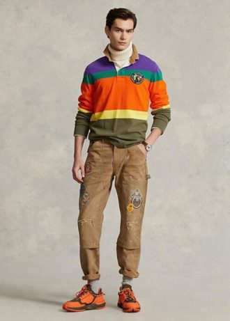 Braune Ralph Lauren Relaxed Fit Distressed Canvas-Hose für Herren