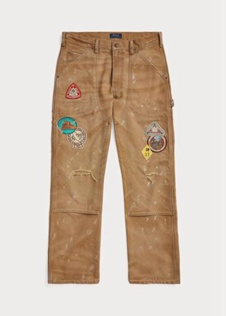 Braune Ralph Lauren Relaxed Fit Distressed Canvas-Hose für Herren