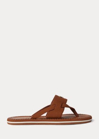 Braune Ralph Lauren Rosalind Hausschuhe für Damen