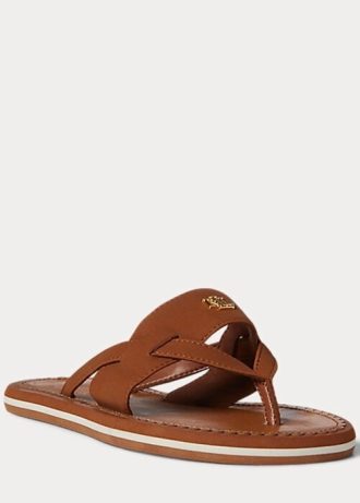 Braune Ralph Lauren Rosalind Hausschuhe für Damen