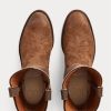 Braune Ralph Lauren Roughout Wildleder- und Lederstiefel für Herren