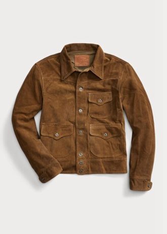 Braune Ralph Lauren Roughout Wildlederjacken für Herren