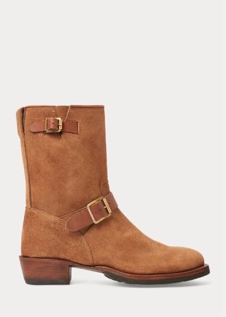 Braune Ralph Lauren Roughout Wildlederstiefel für Herren