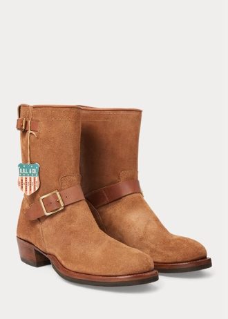Braune Ralph Lauren Roughout Wildlederstiefel für Herren