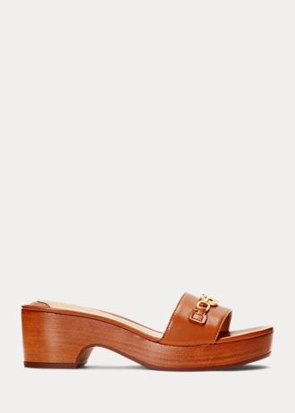 Braune Ralph Lauren Roxanne Sandalen aus Nappaleder für Damen