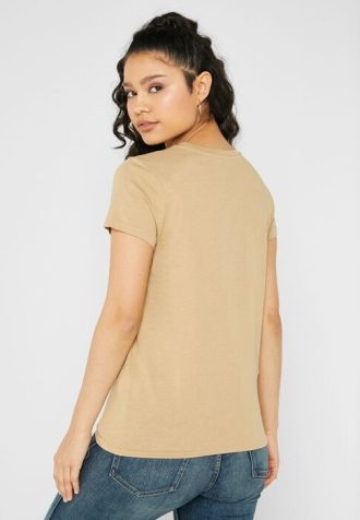 Braune Ralph Lauren Rundhals-Grafik-T-Shirts für Damen