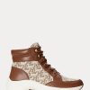 Braune Ralph Lauren Rylee Monogram Jacquard High-Top-Sneakers für Damen Braune Ralph Lauren Rylee Monogram Jacquard High-Top-Sneakers für Damen