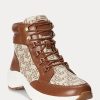 Braune Ralph Lauren Rylee Monogram Jacquard High-Top-Sneakers für Damen Braune Ralph Lauren Rylee Monogram Jacquard High-Top-Sneakers für Damen