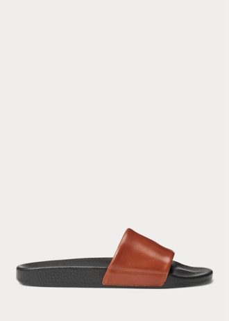 Braune Ralph Lauren Signature-Hausschuhe aus Ponyleder für Herren