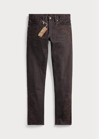 Braune Ralph Lauren Slim Narrow Fit Jeans mit schwarzem Resin Rinse für Herren