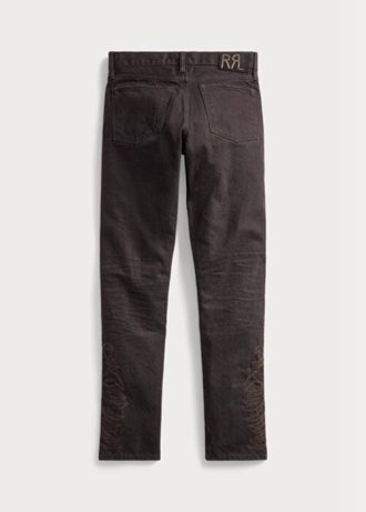 Braune Ralph Lauren Slim Narrow Fit Jeans mit schwarzem Resin Rinse für Herren
