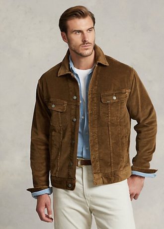 Braune Ralph Lauren Stretch Cord Trucker Jacken für Herren Braune Ralph Lauren Stretch Cord Trucker Jacken für Herren
