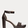 Braune Ralph Lauren Sylvia Pumps aus geprägtem Leder für Damen Braune Ralph Lauren Sylvia Pumps aus geprägtem Leder für Damen
