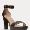 Braune Ralph Lauren Sylvia Pumps aus geprägtem Leder für Damen Braune Ralph Lauren Sylvia Pumps aus geprägtem Leder für Damen