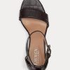 Braune Ralph Lauren Sylvia Pumps aus geprägtem Leder für Damen Braune Ralph Lauren Sylvia Pumps aus geprägtem Leder für Damen