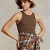 Braune Ralph Lauren Tanktops aus gerippter Baumwolle für Damen Braune Ralph Lauren Tanktops aus gerippter Baumwolle für Damen