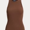 Braune Ralph Lauren Tanktops aus gerippter Baumwolle für Damen Braune Ralph Lauren Tanktops aus gerippter Baumwolle für Damen