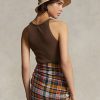Braune Ralph Lauren Tanktops aus gerippter Baumwolle für Damen Braune Ralph Lauren Tanktops aus gerippter Baumwolle für Damen