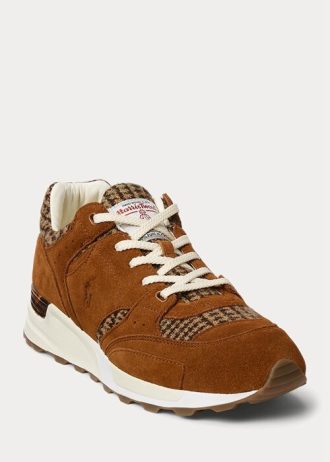 Braune Ralph Lauren Trackster 200 Harris Tweed® Sneakers für Herren