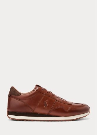 Braune Ralph Lauren Train 85 Leder-Sneakers für Herren