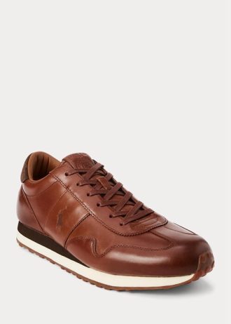 Braune Ralph Lauren Train 85 Leder-Sneakers für Herren