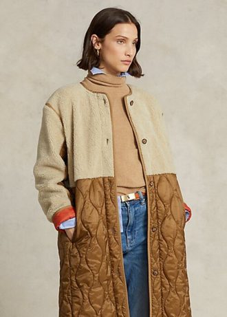 Braune Ralph Lauren wasserabweisende Hybrid-Innenmäntel mit Gürtel für Damen