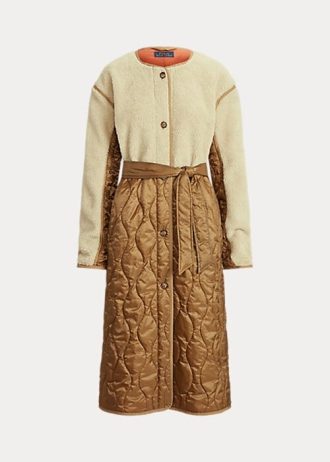 Braune Ralph Lauren wasserabweisende Hybrid-Innenmäntel mit Gürtel für Damen