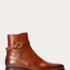 Braune Ralph Lauren Welington Stiefel aus brüniertem Kalbsleder für Herren