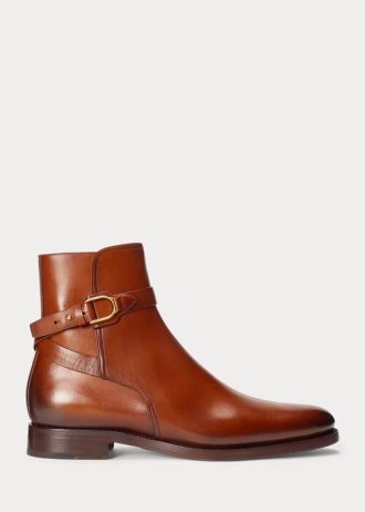 Braune Ralph Lauren Welington Stiefel aus brüniertem Kalbsleder für Herren