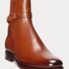 Braune Ralph Lauren Welington Stiefel aus brüniertem Kalbsleder für Herren