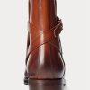 Braune Ralph Lauren Welington Stiefel aus brüniertem Kalbsleder für Herren