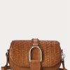 Braune Ralph Lauren Welington-Schultertaschen aus gewebtem Kalbsleder für Damen Braune Ralph Lauren Welington-Schultertaschen aus gewebtem Kalbsleder für Damen