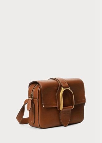 Braune Ralph Lauren Welington Umhängetaschen aus Kalbsleder für Damen