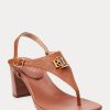 Braune Ralph Lauren Westcott II Sandalen aus getrommeltem Leder für Damen Braune Ralph Lauren Westcott II Sandalen aus getrommeltem Leder für Damen