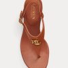 Braune Ralph Lauren Westcott II Sandalen aus getrommeltem Leder für Damen Braune Ralph Lauren Westcott II Sandalen aus getrommeltem Leder für Damen
