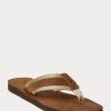 Braune Ralph Lauren Wildleder-Flip-Flops mit Ripsbandbesatz für Herren Braune Ralph Lauren Wildleder-Flip-Flops mit Ripsbandbesatz für Herren