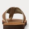 Braune Ralph Lauren Wildleder-Flip-Flops mit Ripsbandbesatz für Herren Braune Ralph Lauren Wildleder-Flip-Flops mit Ripsbandbesatz für Herren