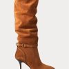 Braune Ralph Lauren Zoe Tall Stiefel aus Wildlederkalbsleder für Damen Braune Ralph Lauren Zoe Tall Stiefel aus Wildlederkalbsleder für Damen
