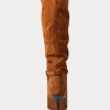 Braune Ralph Lauren Zoe Tall Stiefel aus Wildlederkalbsleder für Damen Braune Ralph Lauren Zoe Tall Stiefel aus Wildlederkalbsleder für Damen